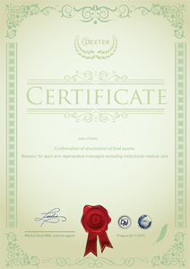 certifikát o složení masérské zkoušky